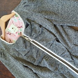 Anthropologie Gray Tweed Zip-Front Jacket with Pink Lined Interior